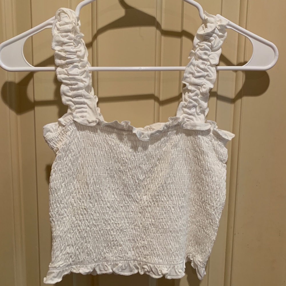 White ruffled crop top